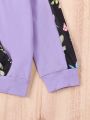 SHEIN Kids EVRYDAY Girls (small) Love Floral Hooded Sweatshirt And Sweatpants Set