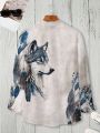 Manfinity LEGND Men's Plus Size Wolf Pattern Printed Shirt