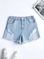 Tween Girls' Distressed Wide Leg Denim Shorts