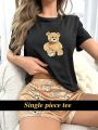 1pc Cartoon Bear Printed Sleepwear Top