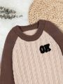 SHEIN Kids EVRYDAY Boys' (little Kid) Pullover Sweater With Letter Embroidery And Drop Shoulder Design