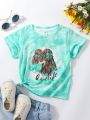 SHEIN Kids QTFun Toddler Girls Figure & Letter Graphic Tee