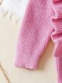 SHEIN Kids EVRYDAY Toddler Girls' Knitted Ruffle Trim Sweater And Pants Set