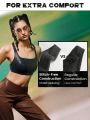 GLOWMODE Foiled Leather Effect Square Neck Y-back Sports Bra Stitch-Free Construction