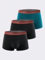 3pcs/Set Men'S Letter Detail Woven Waistband Boxer Briefs