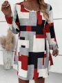 SHEIN LUNE Plus Size Ladies' Geometric Printed Dress