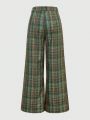 Fairycore Women's Plaid Wide Leg Trousers