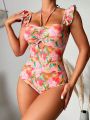 Floral Print One-Piece Swimsuit