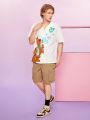 SCOOBY-DOO X SHEIN Men's Oversized Shirt With Cartoon Dog Pattern And Heart-Shaped Detail