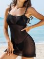 SHEIN Swim BohoFeel Women'S Mesh Sheer Cami Vest Cover Up