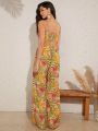 Mienne Tropical Print Tie Top & Pants Set