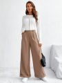 SHEIN Frenchy Botton Decor Suit Pants With Pockets