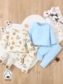 SHEIN 4pcs/set Baby Boys' Casual Cute Animal Print Outfits For Home And Daily Wear, Comfortable