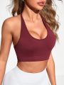 SHEIN Yoga Basic Women'S Backless Halter Neck Sports Bra