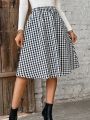SHEIN Frenchy Women's Bicolor Plaid A-line Skirt