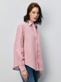SHEIN Frenchy Striped Print Drop Shoulder Shirt