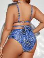 SHEIN Swim SXY Plus Size Metallic Chain Print Swimsuit Set