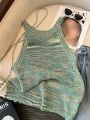 Plus Size Multicolor Yarn Sleeveless Knitted Top