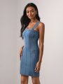 STERLING Zip Back Bodycon Denim Dress