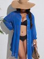 SHEIN Swim Basics Plus Button Front Kimono