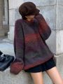 Dazy-Less Gradient Round Neck Loose Fit Sweater With Drop Shoulder