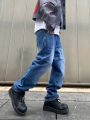 Men Slant Pocket Straight Leg Jeans