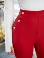 SHEIN Frenchy Button Decorated Flared Pants