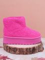 Fuzzy Slip On Flatform Boots