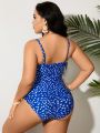 SHEIN Swim Vcay Plus Size Women'S Floral Print One-Piece Swimsuit With Spaghetti Straps