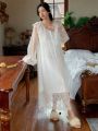 DAZY Lace Patchwork Mesh Nightgown