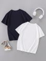 SHEIN Kids Nujoom 2pcs Tween Boy Round Neck Letter Print Short Sleeve T-Shirt