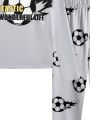 SHEIN Teen Boys' Casual Sports Letter & Soccer Printed Tight Home Wear Set