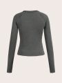 Women'S Long Sleeve Athletic T-Shirt With Dropped Shoulders