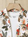 SHEIN Baby Boy Casual Plant Printed Outfit