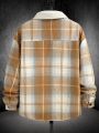 Manfinity Men Plaid Print Teddy Lined Overcoat Without Sweater