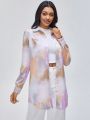 MCiro Tie Dye Button Front Shirt Dress