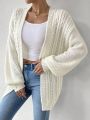SHEIN Essnce Women's Cable Knitted Cardigan With Open Front