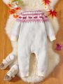 Baby Girl Geo and Rabbit Pattern Knit Jumpsuit