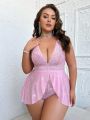 Plus Size Women's Sexy Sparkly Deep V-Neck Bodysuit