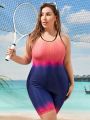 SHEIN Swim SPRTY Plus Size Ombre One Piece Swimsuit