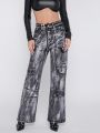 Women's Cargo Style Denim Pants With Pockets