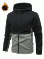 SHEIN Outdoor Mountain Men'S Zip Front Color Block Sports Softshell Hooded Jacket