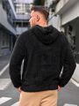 SHEIN Extended Sizes Men's Plus Size Furry Knit Casual Hoodie