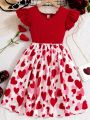 Teen Girls' Sweetheart Neckline Red Summer Dress