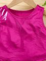 SHEIN Kids SUNSHNE Young Girl Solid Color Sleeveless Tank Top Blouse