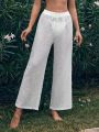 SHEIN Swim BohoFeel Women's Solid Color Elastic Waist Wide Leg Pants