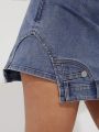 Luxe Womens Deconstructed Denim Skorts