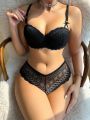 Women'S Lace Underwear Set With Steel Ring