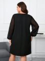 SHEIN Clasi Plus Size Mesh Splice Irregular Collar Maxi Dress