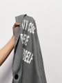 SHEIN Essnce Plus Size Women'S Slogan Single Breasted Suit